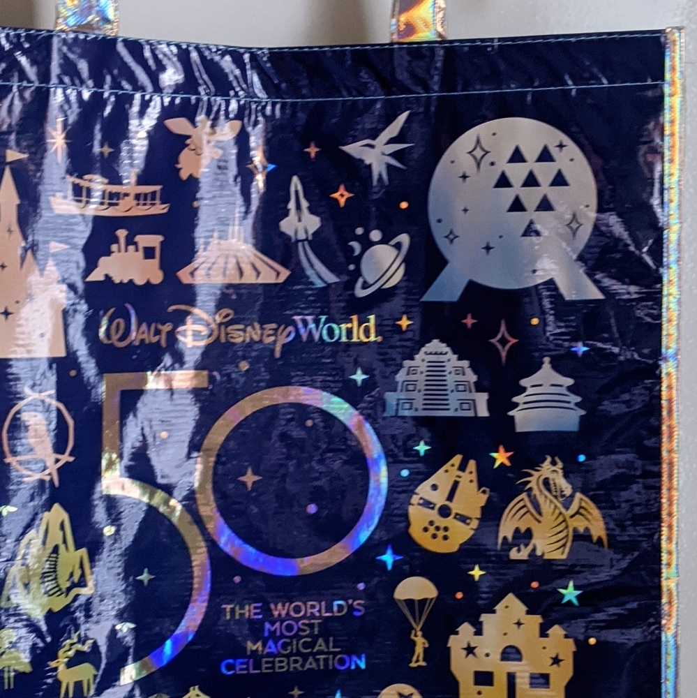 🆕 WDW Walt Disney World 50th Anniversary Large Mickey Mouse Reusable Tote Bag - Picture 7 of 9